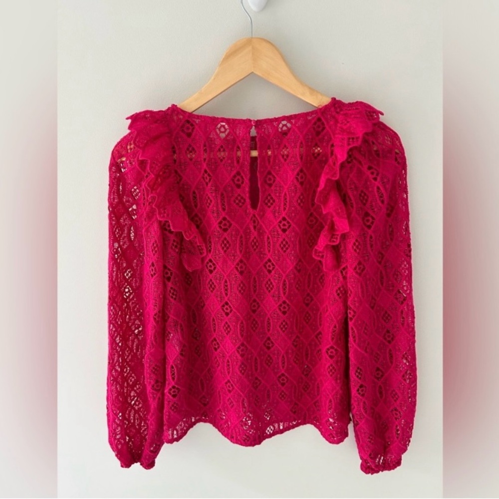 SEZANE Elegant Pink Lace Women's Top - Picture 6 of 9